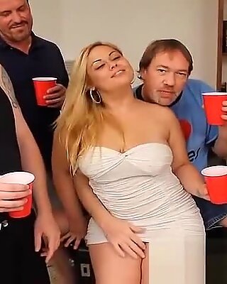 Big Tit Blonde Nymph Gang Bang Swallower!