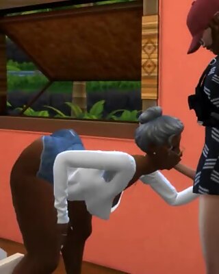 Curvy ebony granny, The Sims 4